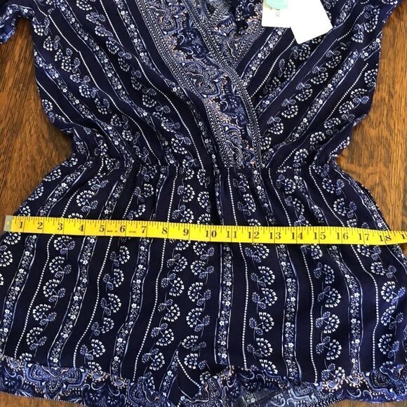 NEW Skies are Blue Navy and White Three Quarter Sleeve Romper Size S NWT - Picture 15 of 16